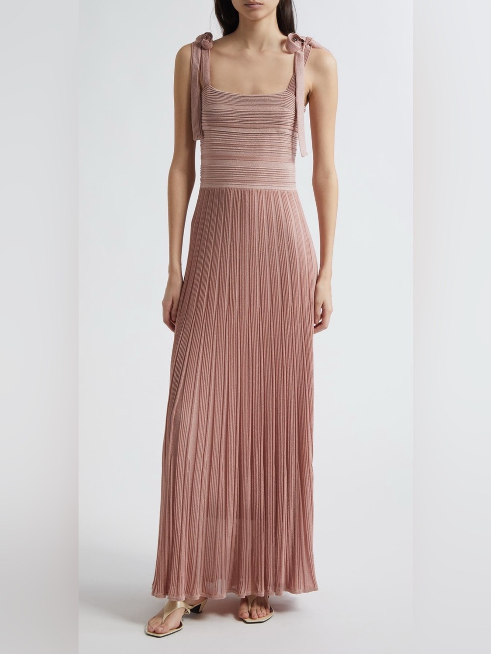 NWT $895 ZIMMERMANN Lucky Metallic Tie Dress Size AU 2 US 8 Metallic Pink